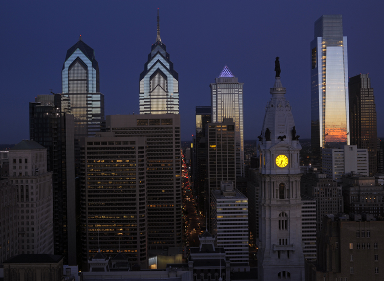 Alba sullo skyline di Filadelfia